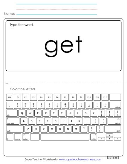 Type the Word: Get (Printable PDF Worksheet)