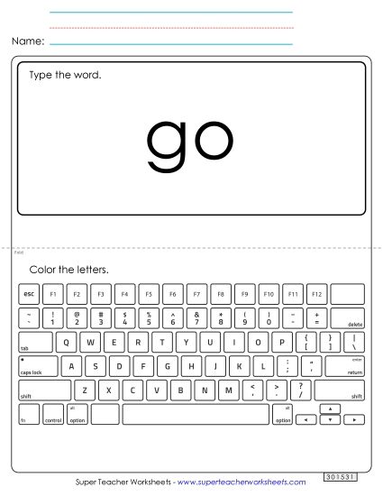 Type the Word: Go (Printable PDF Worksheet)
