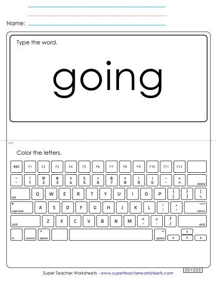 Type the Word: Going (Printable PDF Worksheet)