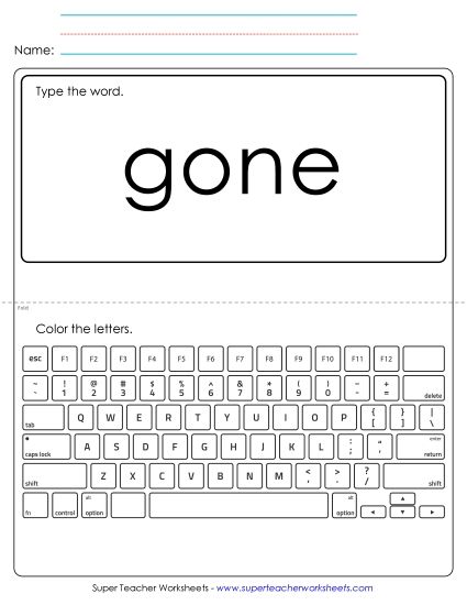 Type the Word: Gone (Printable PDF Worksheet)