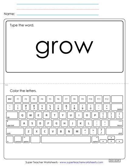 Type the Word: Grow (Printable PDF Worksheet)