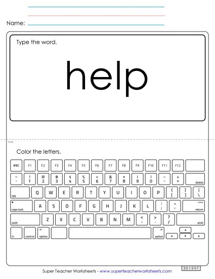 Type the Word: Help (Printable PDF Worksheet)