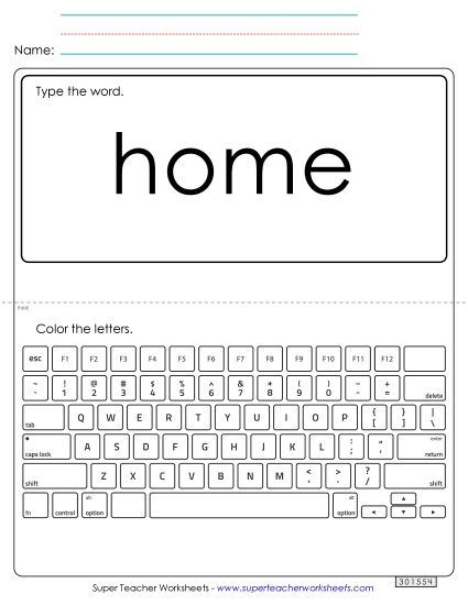 Type the Word: Home (Printable PDF Worksheet)