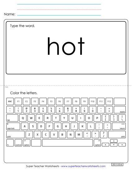 Type the Word: Hot (Printable PDF Worksheet)