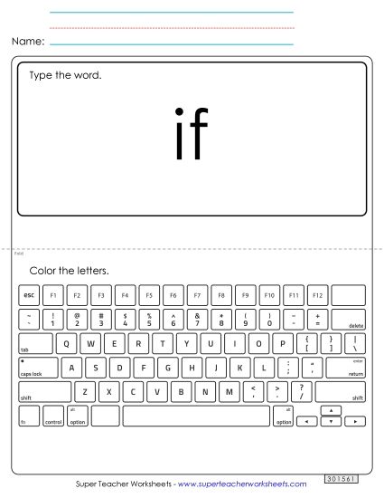 Type the Word: If (Printable PDF Worksheet)