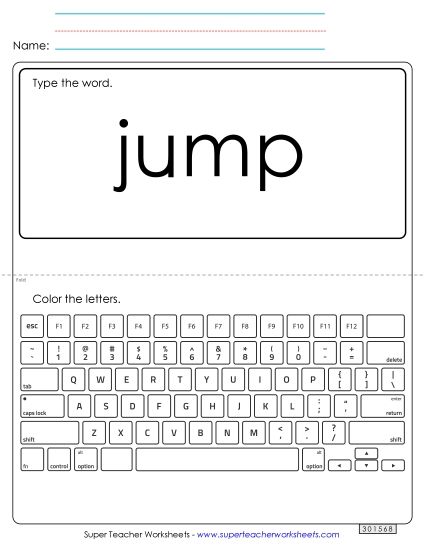 Type the Word: Jump (Printable PDF Worksheet)
