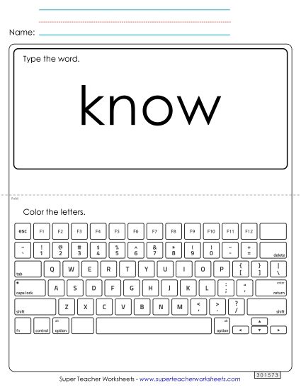 Type the Word: Know (Printable PDF Worksheet)