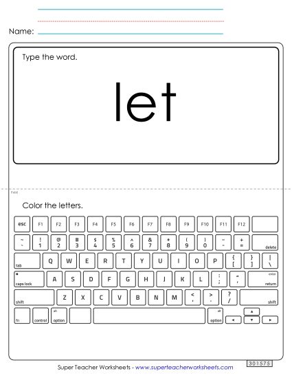 Type the Word: Let (Printable PDF Worksheet)