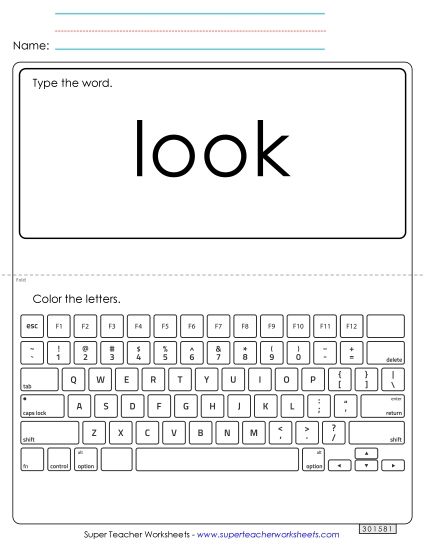Type the Word: Look (Printable PDF Worksheet)