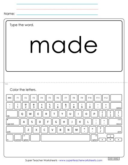 Type the Word: Made (Printable PDF Worksheet)