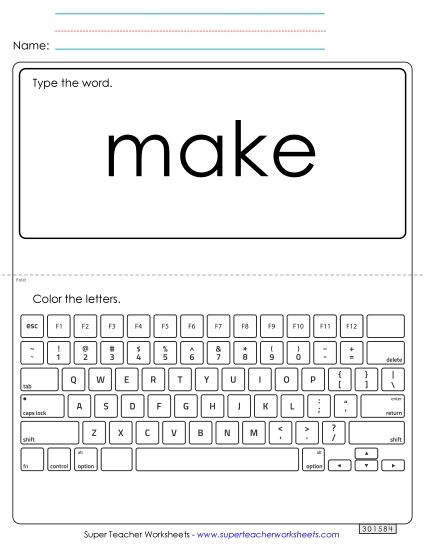 Type the Word: Make (Printable PDF Worksheet)