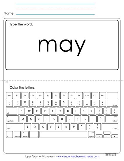 Type the Word: May (Printable PDF Worksheet)
