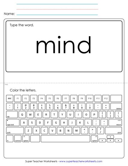 Type the Word: Mind (Printable PDF Worksheet)