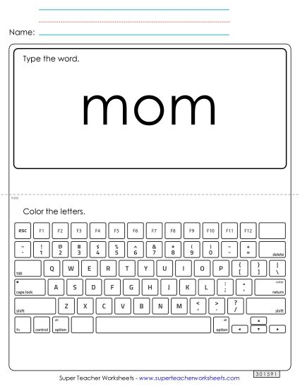Type the Word: Mom (Printable PDF Worksheet)