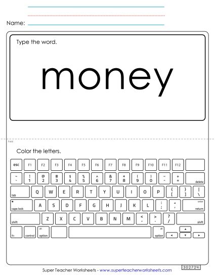 Type the Word: Money (Printable PDF Worksheet)