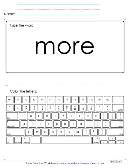 Type the Word: More (Printable PDF Worksheet)