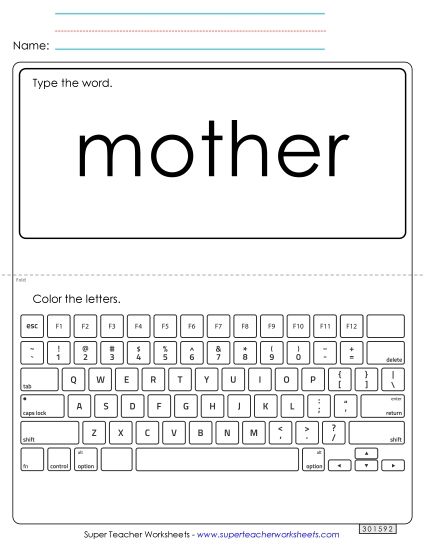 Type the Word: Mother (Printable PDF Worksheet)