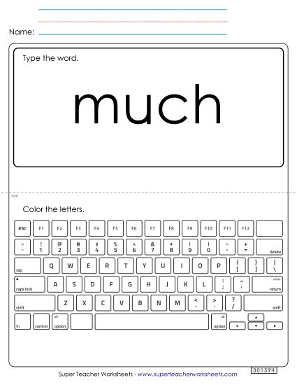 Type the Word: Much (Printable PDF Worksheet)