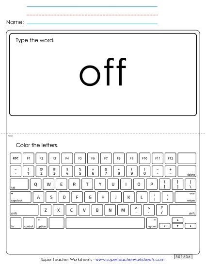 Type the Word: Off (Printable PDF Worksheet)
