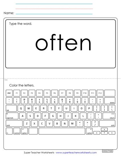 Type the Word: Often (Printable PDF Worksheet)