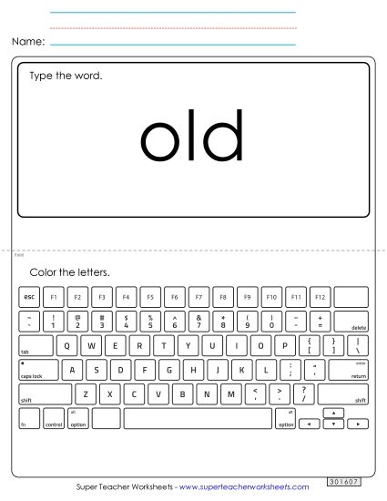 Type the Word: Old (Printable PDF Worksheet)