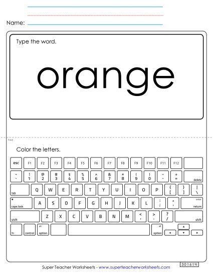 Type the Word: Orange (Printable PDF Worksheet)