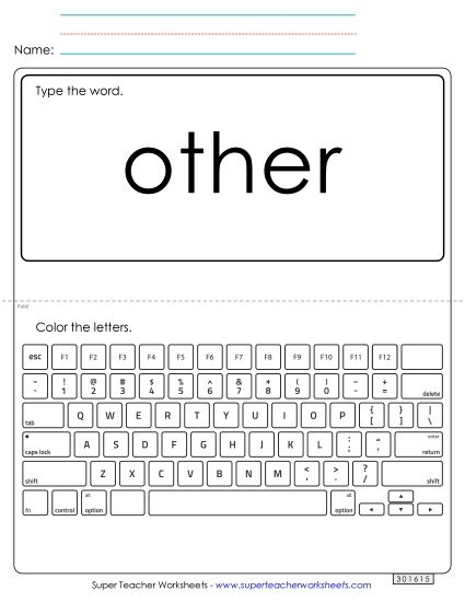 Type the Word: Other (Printable PDF Worksheet)