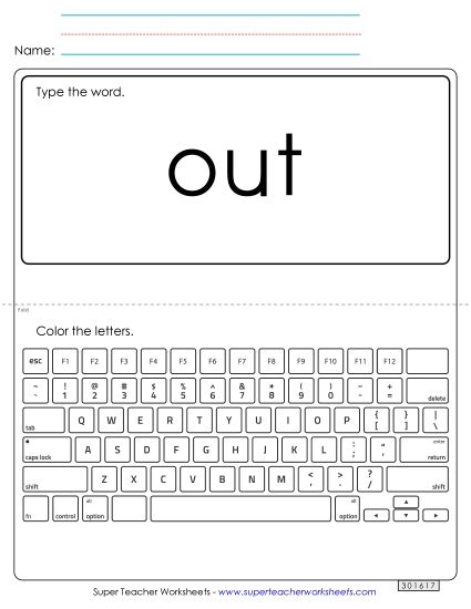Type the Word: Out (Printable PDF Worksheet)