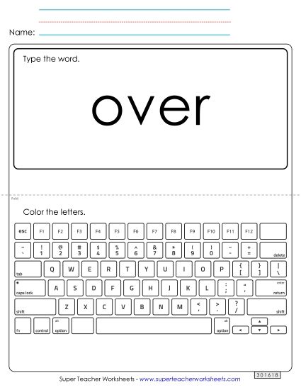Type the Word: Over (Printable PDF Worksheet)