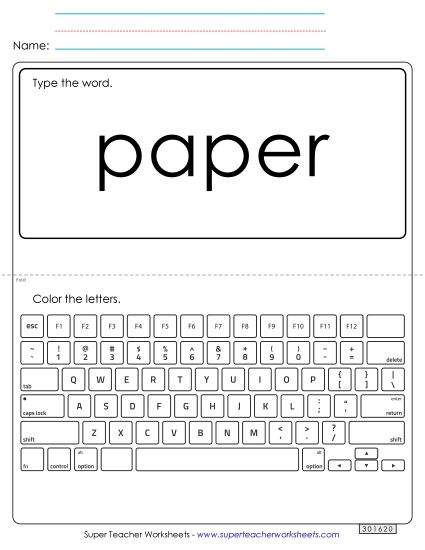 Type the Word: Paper (Printable PDF Worksheet)