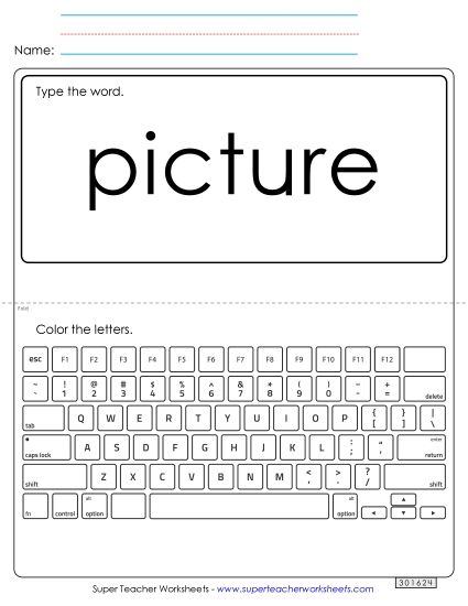 Type the Word: Picture (Printable PDF Worksheet)