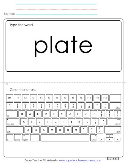 Type the Word: Plate (Printable PDF Worksheet)