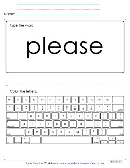 Type the Word: Please (Printable PDF Worksheet)