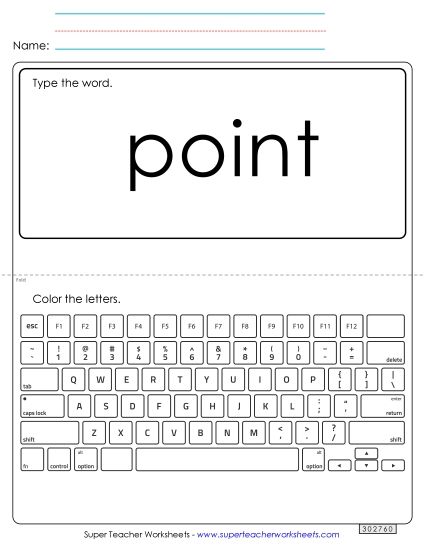 Type the Word: Point (Printable PDF Worksheet)