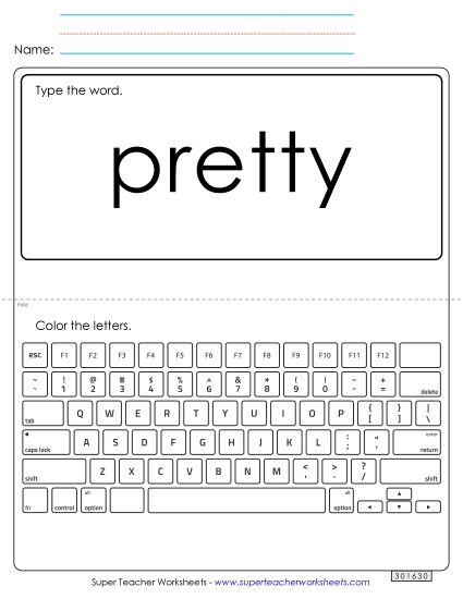 Type the Word: Pretty (Printable PDF Worksheet)