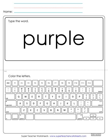Type the Word: Purple (Printable PDF Worksheet)