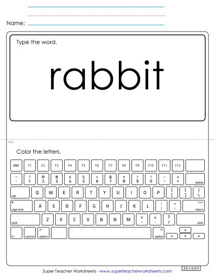 Type the Word: Rabbit (Printable PDF Worksheet)