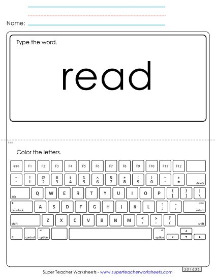 Type the Word: Read (Printable PDF Worksheet)