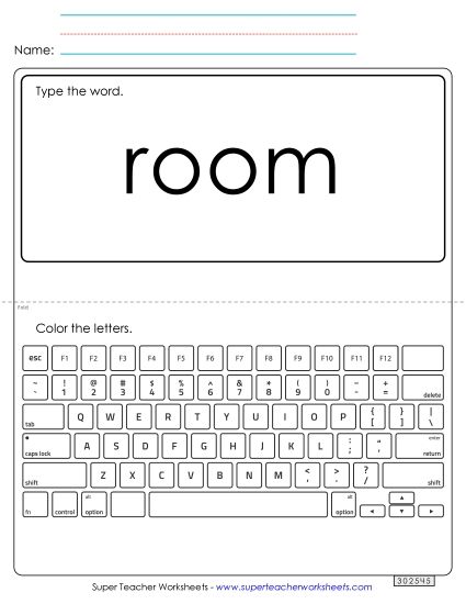 Type the Word: Room (Printable PDF Worksheet)