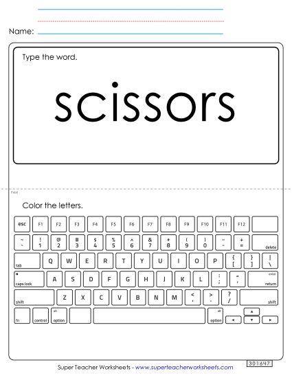 Type the Word: Scissors (Printable PDF Worksheet)