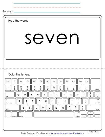 Type the Word: Seven (Printable PDF Worksheet)