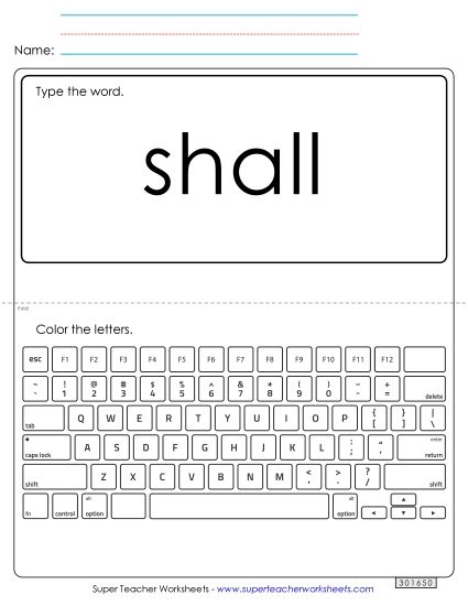 Type the Word: Shall (Printable PDF Worksheet)