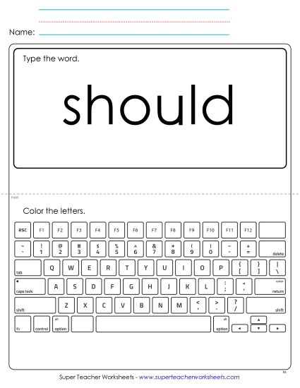 Type the Word: Should (Printable PDF Worksheet)