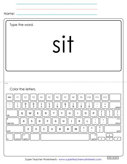 Type the Word: Sit (Printable PDF Worksheet)