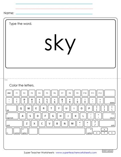 Type the Word: Sky (Printable PDF Worksheet)