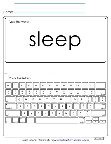 Type the Word: Sleep (Printable PDF Worksheet)
