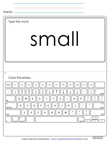 Type the Word: Small (Printable PDF Worksheet)