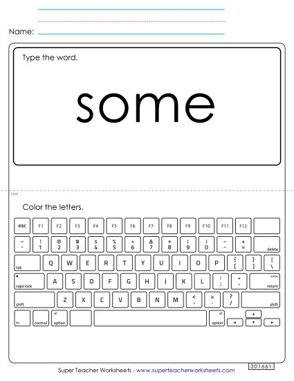 Type the Word: Some (Printable PDF Worksheet)