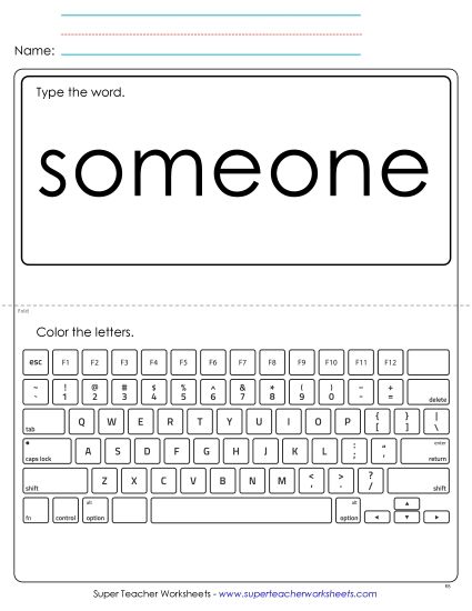 Type the Word: Someone (Printable PDF Worksheet)