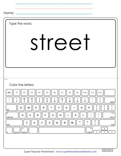 Type the Word: Street (Printable PDF Worksheet)